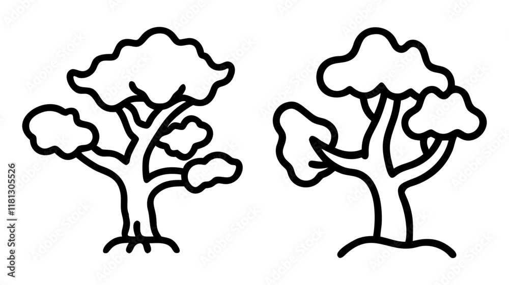 juniper tree icon, tree line art, tree vector - simple black line art icon of juniper tree perfect for logos, and tree-themed designs. juniper tree icon, tree line art, tree vector - simple black line art icon of juniper tree perfect for logos, and tree-themed designs.