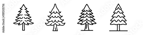 redwood tree icon, tree line art, tree vector - simple black line art icon of redwood tree perfect for logos, and tree-themed designs.