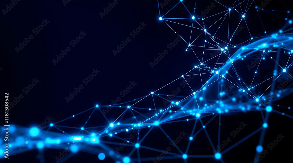 Futuristic Artificial Intelligence Network: A Digital Web of Interconnected Nodes Illuminated by Vibrant Blue Light on a Dark Bokeh Background Futuristic Artificial Intelligence Network: A Digital Web of Interconnected Nodes Illuminated by Vibrant Blue Light on a Dark Bokeh Background