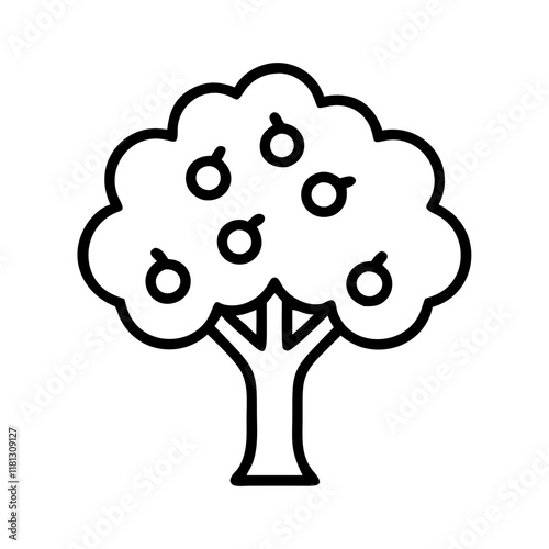 apple tree icon, tree line art, tree vector - simple black line art icon of apple tree perfect for logos, and tree-themed designs.