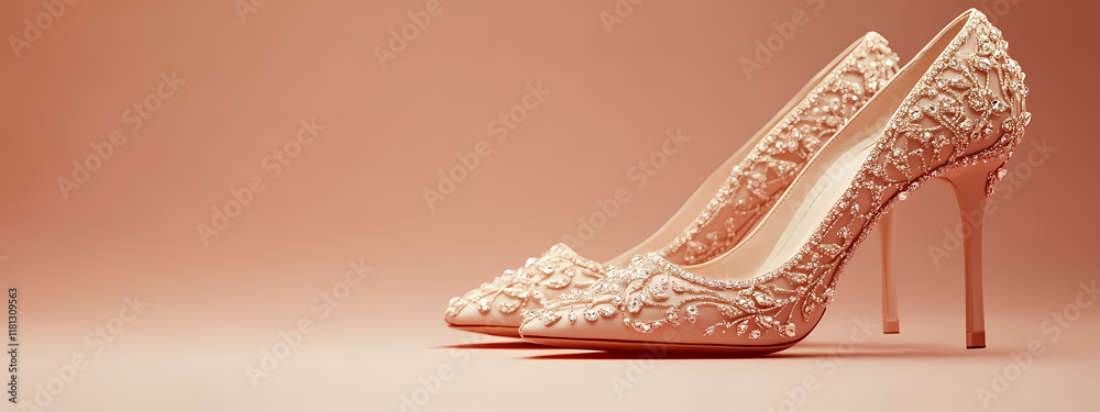 Obraz premium Ivory heels with delicate rose gold details