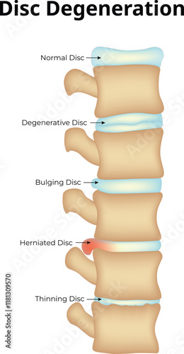 Disc Degeneration Science Design Vector Illustration Diagram