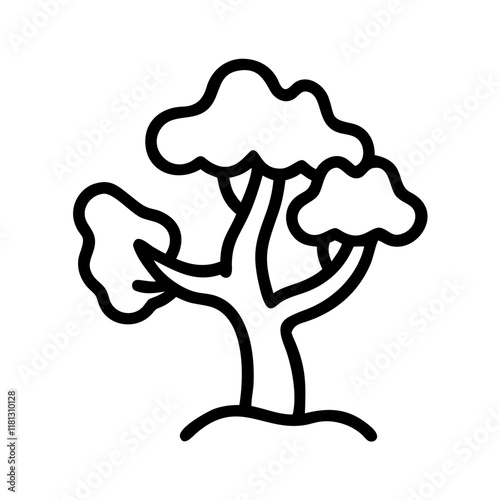 juniper tree icon, tree line art, tree vector - simple black line art icon of juniper tree perfect for logos, and tree-themed designs.