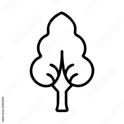 poplar tree icon, tree line art, tree vector - simple black line art icon of poplar tree perfect for logos, and tree-themed designs.