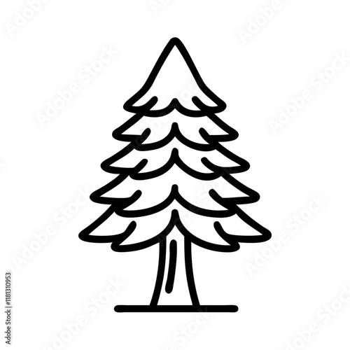 redwood tree icon, tree line art, tree vector - simple black line art icon of redwood tree perfect for logos, and tree-themed designs.