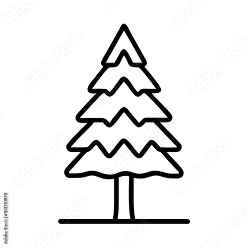 redwood tree icon, tree line art, tree vector - simple black line art icon of redwood tree perfect for logos, and tree-themed designs.