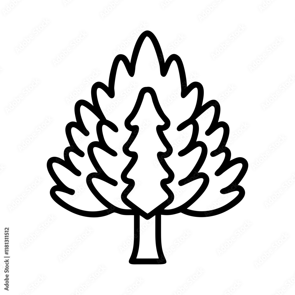 yew tree icon, tree line art, tree vector - simple black line art icon of yew tree perfect for logos, and tree-themed designs. yew tree icon, tree line art, tree vector - simple black line art icon of yew tree perfect for logos, and tree-themed designs.