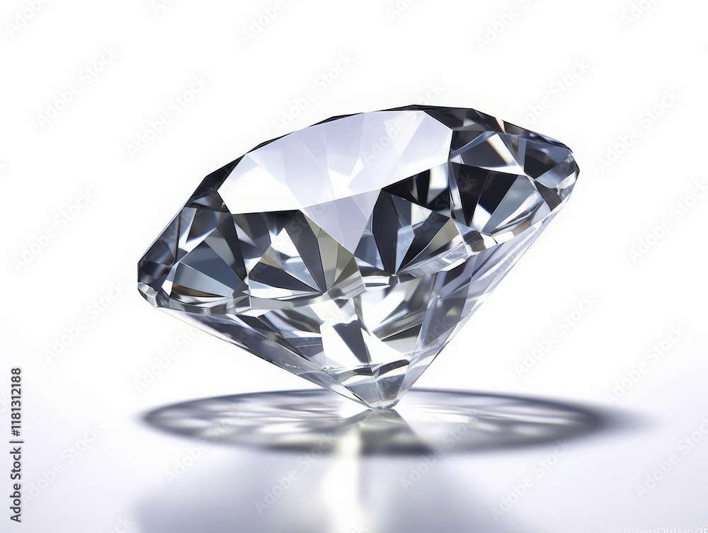 Dazzling Diamond Reflecting Light on a White Surface with Sparkling Facets and Perfect Clarity Ideal for Luxury and Glamour Themes Dazzling Diamond Reflecting Light on a White Surface with Sparkling Facets and Perfect Clarity Ideal for Luxury and Glamour Themes
