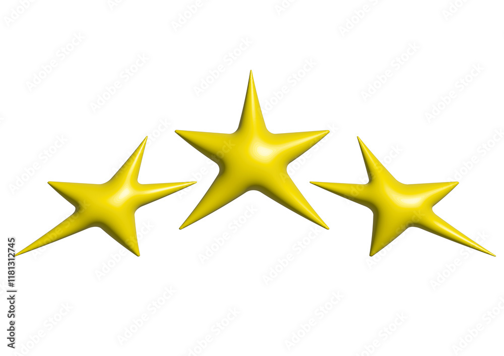 3D Y2K gradient yellow retro three stars icon 3D Y2K gradient yellow retro three stars icon