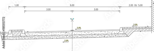 vector sketch illustration of the silhouette of the Urban Park Cross Sections Details design with pairs of planting supports.eps