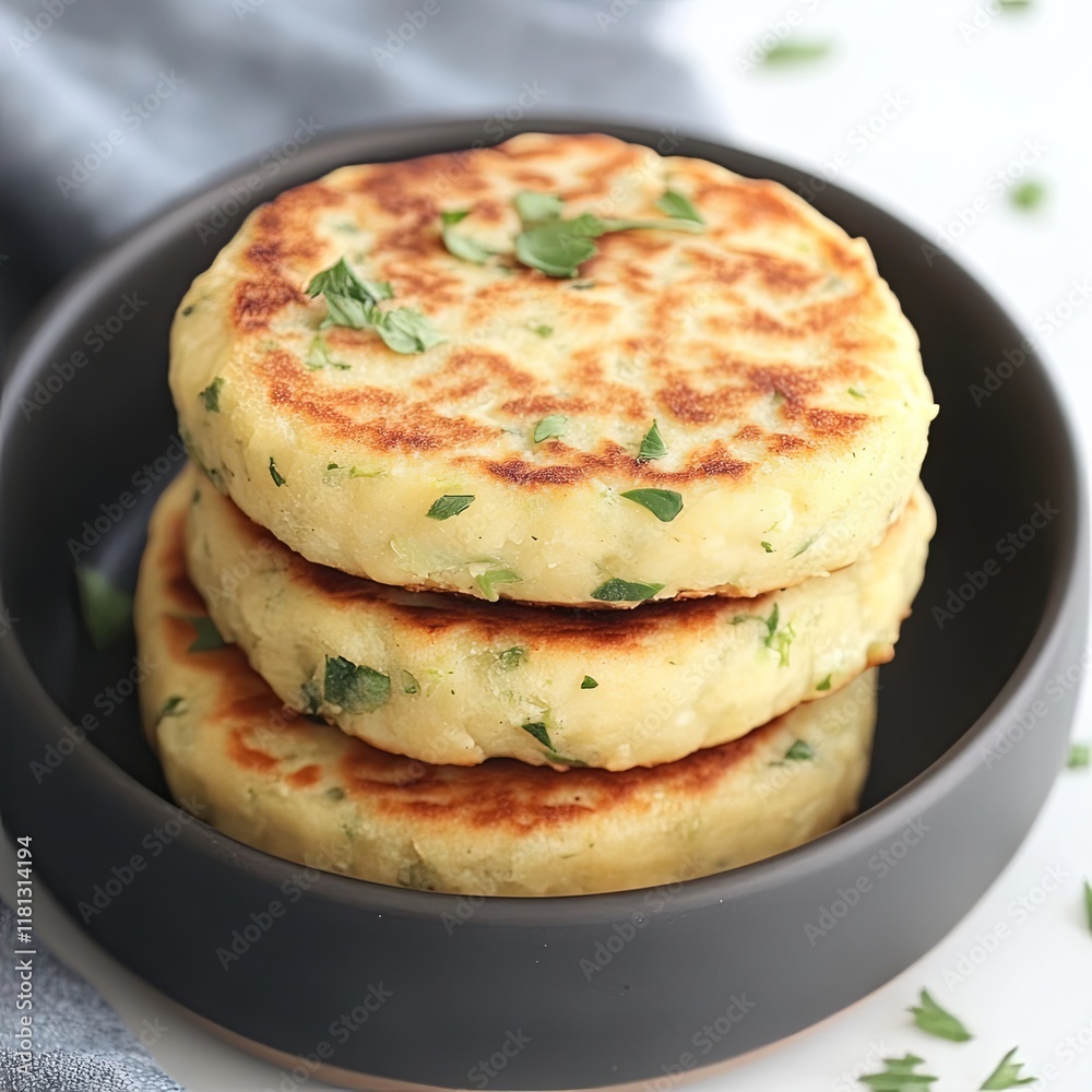 Stack of Crispy Baked Potato Cakes Stack of Crispy Baked Potato Cakes