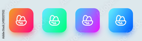 Nest line icon in square gradient colors. Egg signs vector illustration.