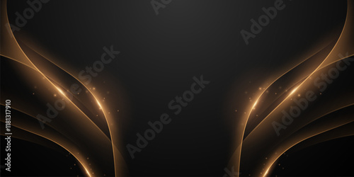 Abstract modern design black background with luxury golden elements vector illustration.