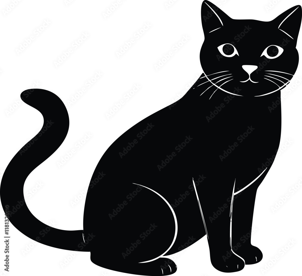 Cat silhouette simple flat vector,Cat vector icon Cat silhouette simple flat vector,Cat vector icon