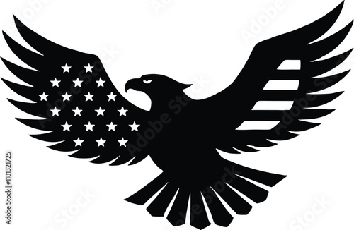 eagle with usa flag   silhouette simple flat vector