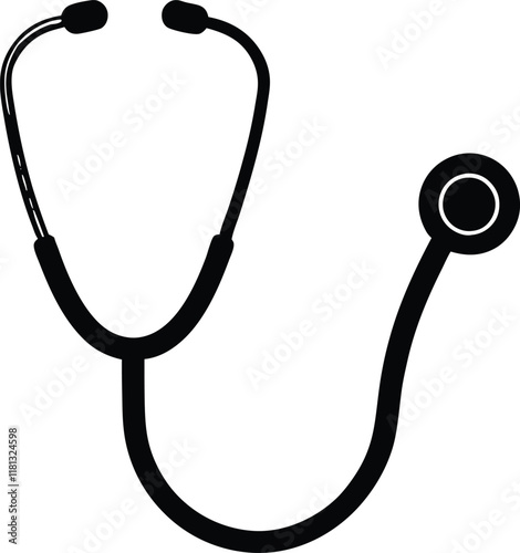 medical stethoscope icon, Stethoscope black silhouette