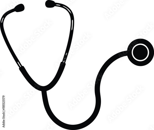 medical stethoscope icon, Stethoscope black silhouette