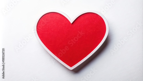 Red heart shape sticker isolated on white background with bold and vibrant colors surrounding it , decoration items, love symbols