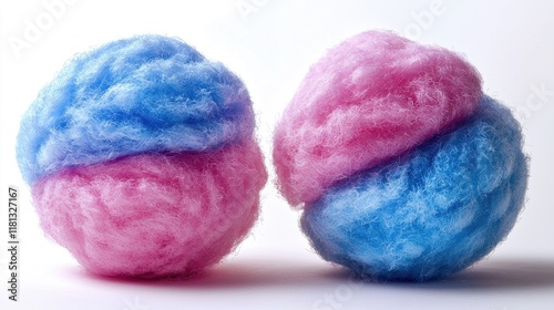 Pink and Blue Cotton Candy: A Delightful Sweet Treat - A whimsical image of fluffy, pastel-colored cotton candy, perfect for carnivals, fairs, and celebrations.