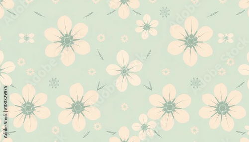 Wallpaper Mural Pastel Floral Seamless Pattern: Delicate Flower Background Torontodigital.ca