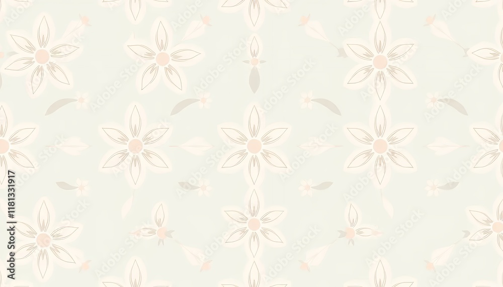 Seamless Pastel Floral Pattern: Delicate Flower Design on Light Background Seamless Pastel Floral Pattern: Delicate Flower Design on Light Background