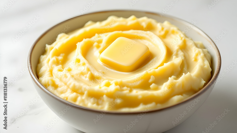 Creamy Mashed Potatoes with Butter in a Bowl Creamy Mashed Potatoes with Butter in a Bowl