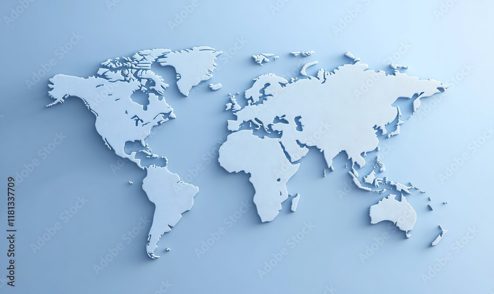 A minimalist world map silhouette on a light blue background. A minimalist world map silhouette on a light blue background.