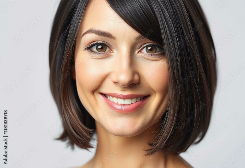 Woman with short hair and a warm smile Woman with short hair and a warm smile
