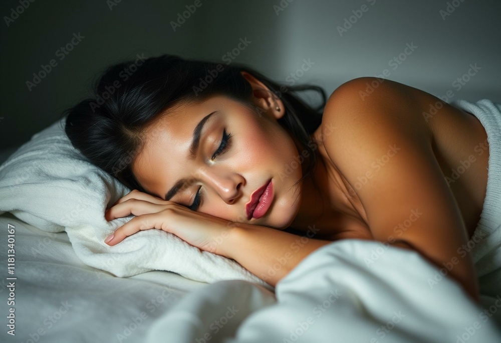 Serene woman sleeping in a quiet room Serene woman sleeping in a quiet room