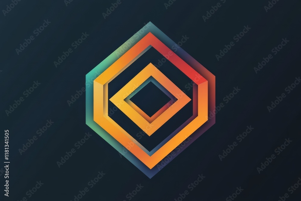  abstract modern square shape logo on dark background