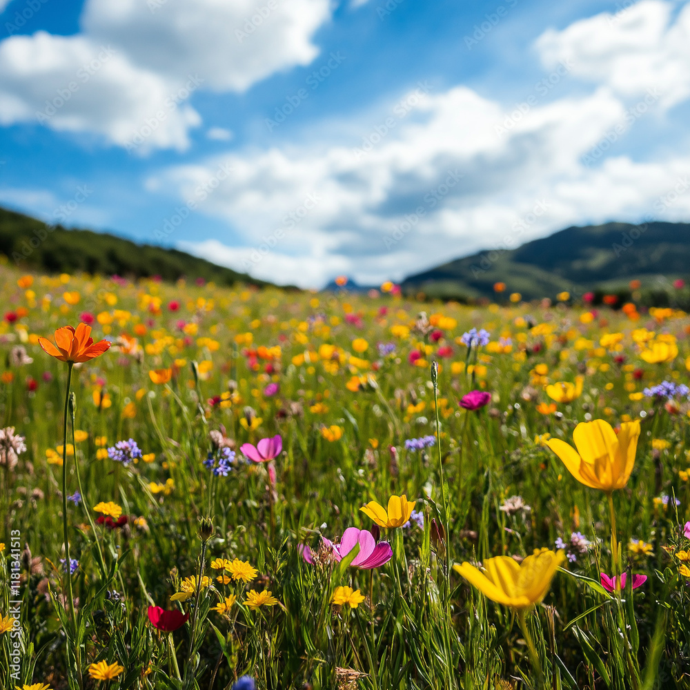 Obraz premium field of poppies flower spring meadow