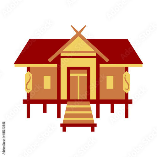 Illustration of Dayak Traditional House, Design Inspiration, Object, Template