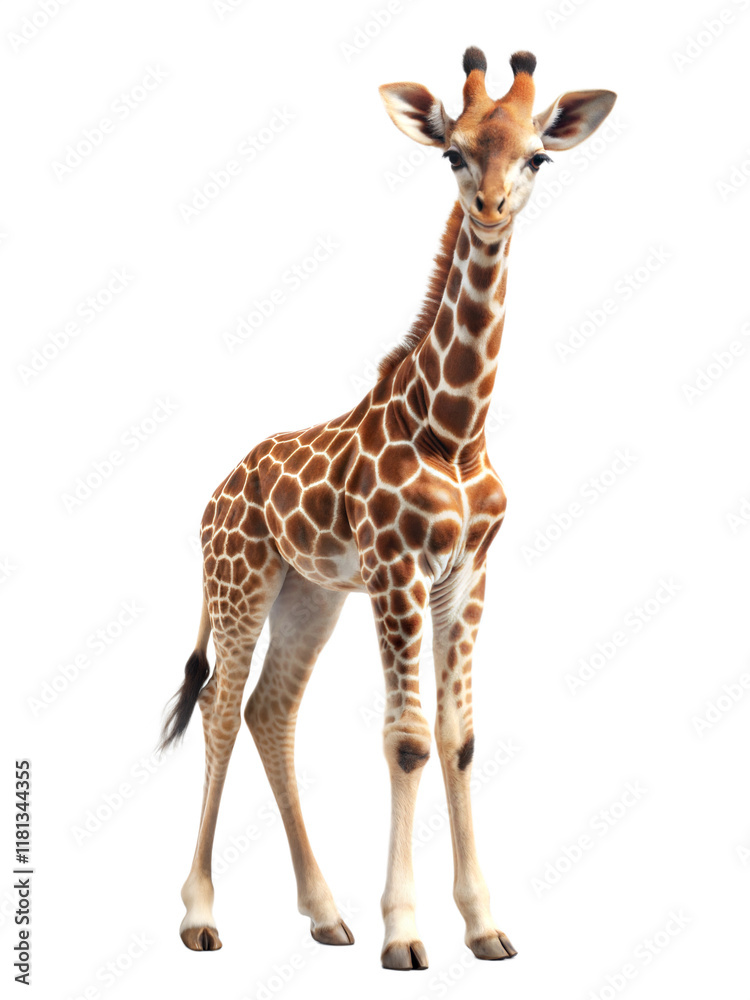 Fototapeta premium Giraffe walking gracefully in a natural setting with clear background