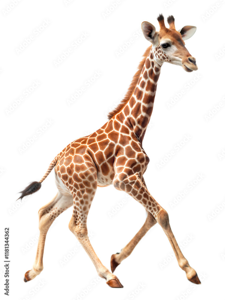 Giraffe walking gracefully in a natural setting with clear background Giraffe walking gracefully in a natural setting with clear background