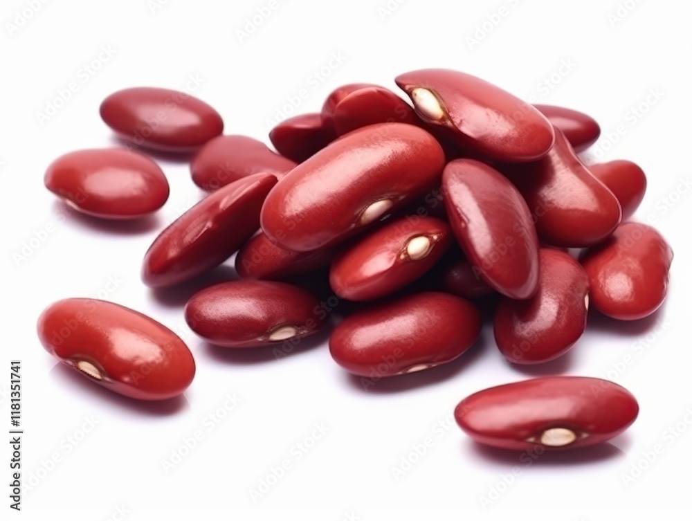 Isolated Group of Vibrant Red Kidney Beans on Clean White Background for Culinary and Nutritional Use in Stock Photography Isolated Group of Vibrant Red Kidney Beans on Clean White Background for Culinary and Nutritional Use in Stock Photography