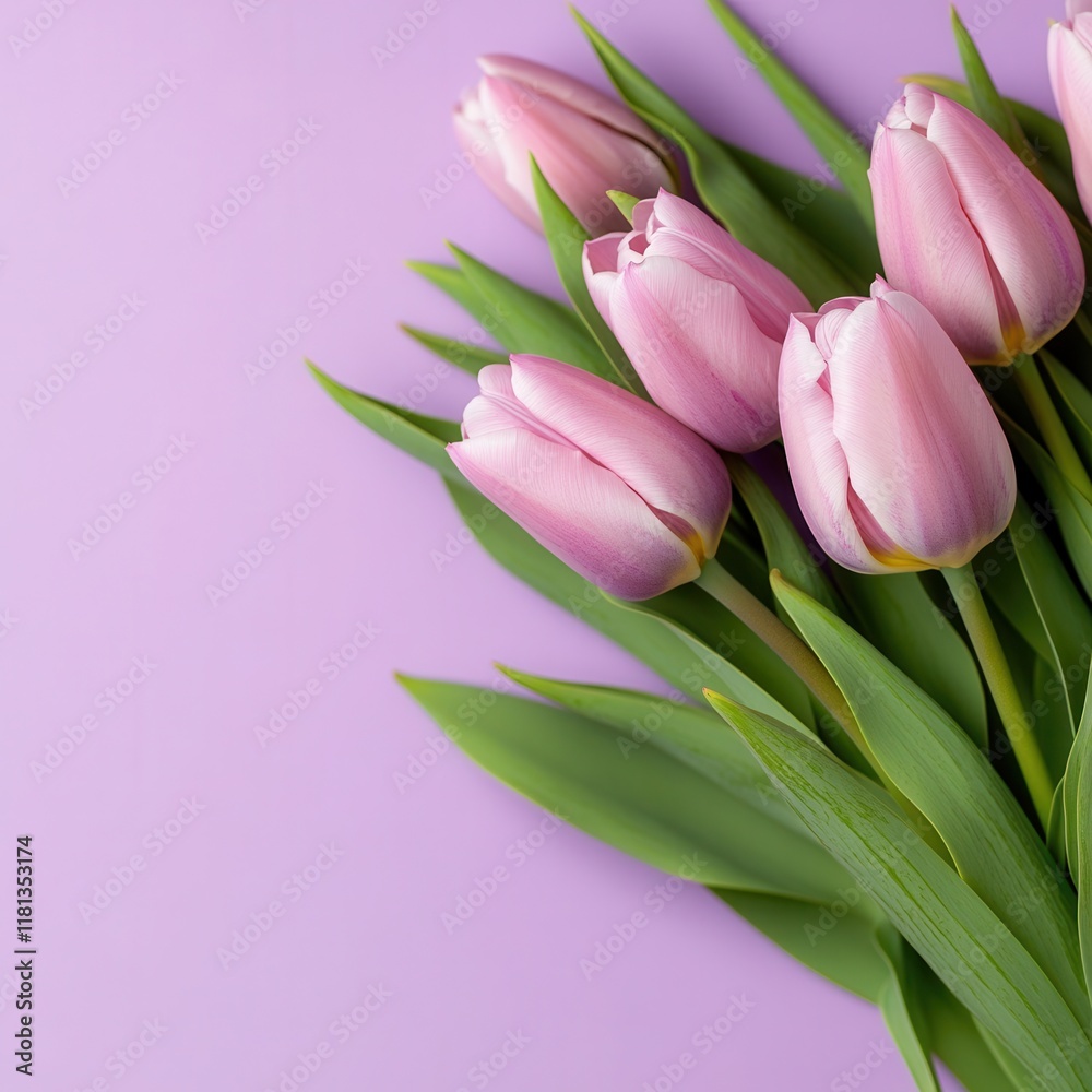 Beautiful purple tulips on soft background ideal for Mother's Day celebration and decoration with ample copy space. March 8, happy spring. floral background, banner Beautiful purple tulips on soft background ideal for Mother's Day celebration and decoration with ample copy space. March 8, happy spring. floral background, banner