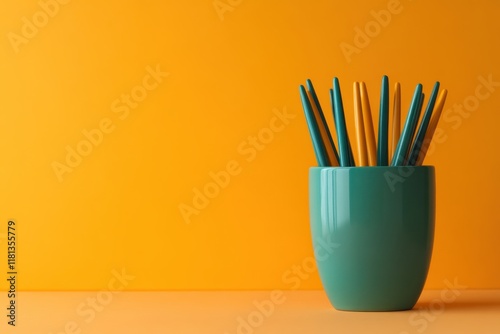 Stylish Deep Teal Pen Holder Perfect for Organizing Your Desk and Adding a Touch of Elegance photo