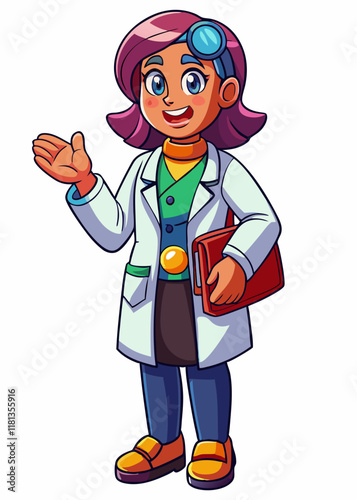 Kawaii Female doctor in coat giving direction to patient, professional healthcare worker helping