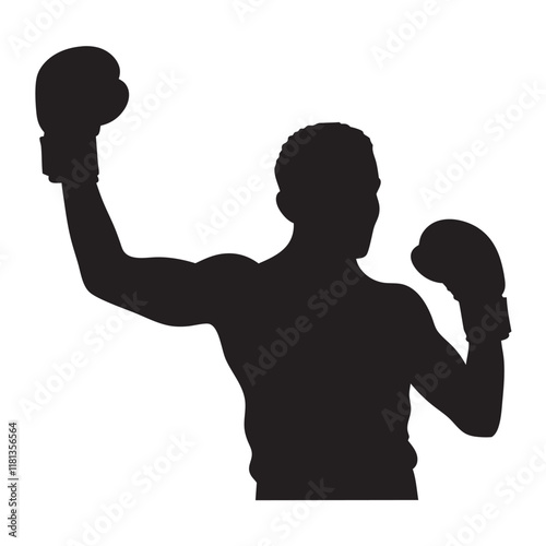 Silhouette of Boxer man black icon on white background