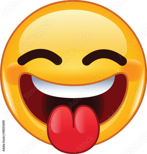 Emoji Emoticon Laughing with Closed Eyes and Tongue Out