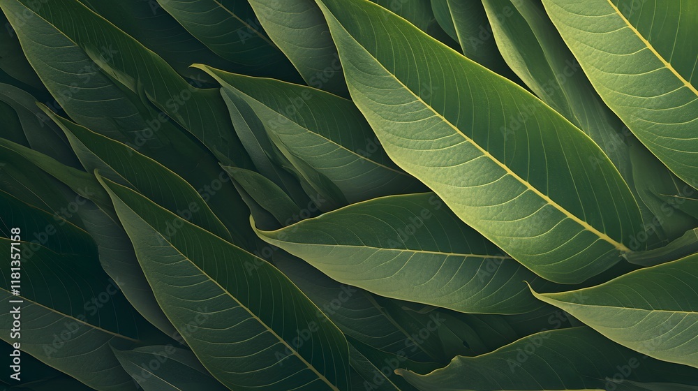 Obraz premium Richly textured green leaf surface showcasing the fine veins and natural patterns of foliage.