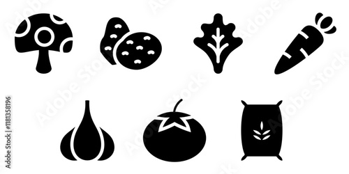 vegetable products icon vector set 