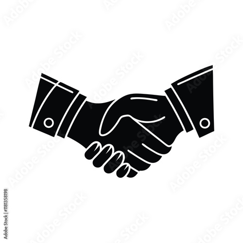 Simple black and white business handshake icon