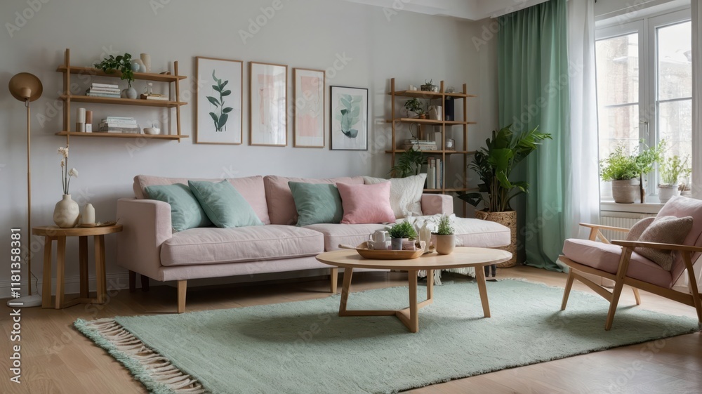 Obraz premium scandinavian style minimalist living room