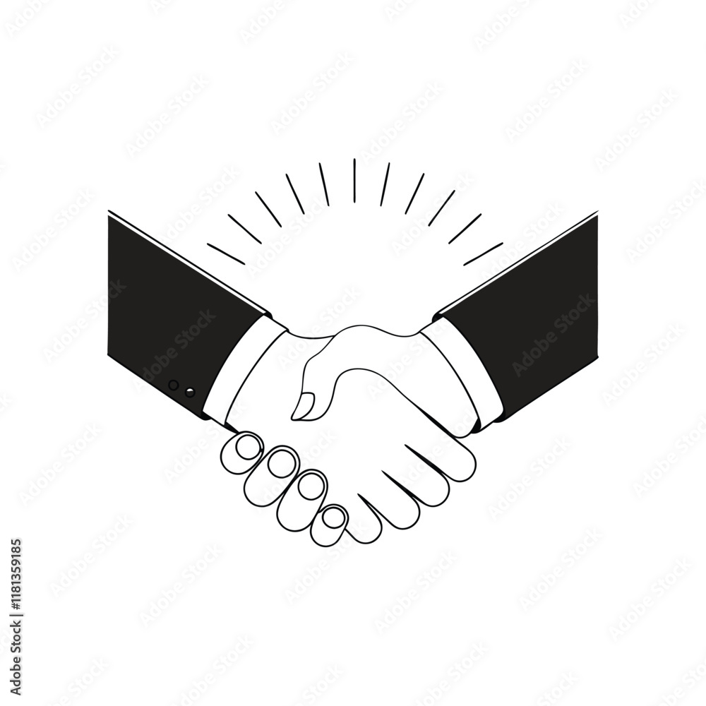 Simple black and white business handshake icon Simple black and white business handshake icon