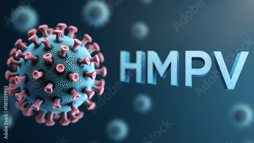 3D Illustration of a HMPV virus Molecule with Modern Design and Digital Concept, Generative AI photo