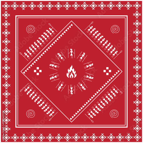 Warli Folk Tribal Art for Odisha or Maharashtra Tribal Stick Figures Indian tradition tribal art vector