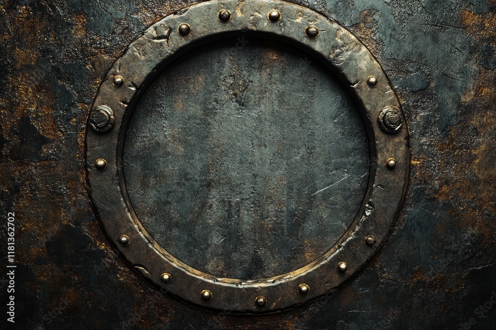 Fototapeta premium empty metal circle gritty and dark background