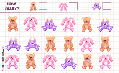 Mathematics puzzle game with cute plush toys