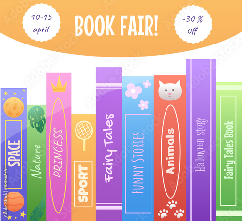 Book fair or sale banner template. Vector illustration